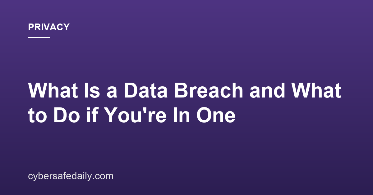 What Is a Data Breach and What to Do if You’re In One